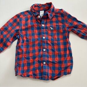Carter's Orange-Red & Blue Plaid Button-Down Shirt